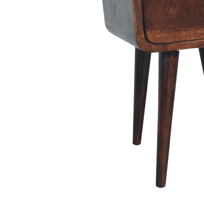 Mini Curved Nightstand - Walnut