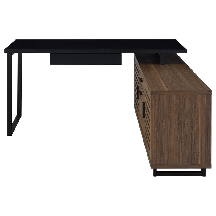 Rodger - L Shape Office Desk With Storage, Workstation For Home Or Office - Walnut