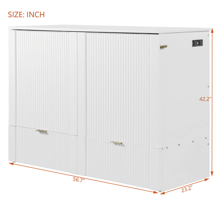 Murphy Bed With Drawer And A Set Of Sockets & USB Ports, Pulley Structure Design