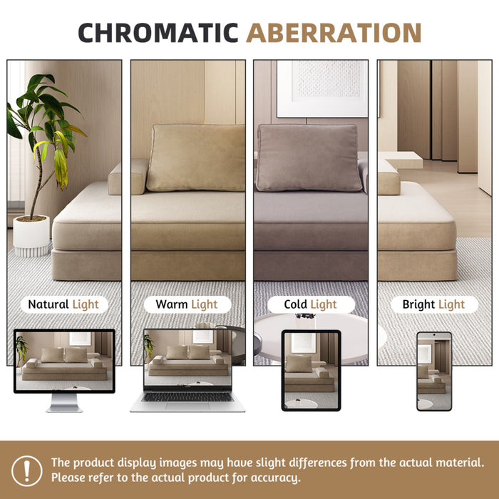 Multifunctional Convertible Sofa Bed With 2 Tumbler Backrests And 2 Pillows, Deep Seat Couch