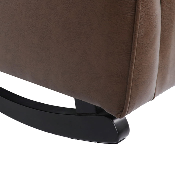 Amedou - Contemporary Tufted Wingback Rocking Chair - Dark Brown