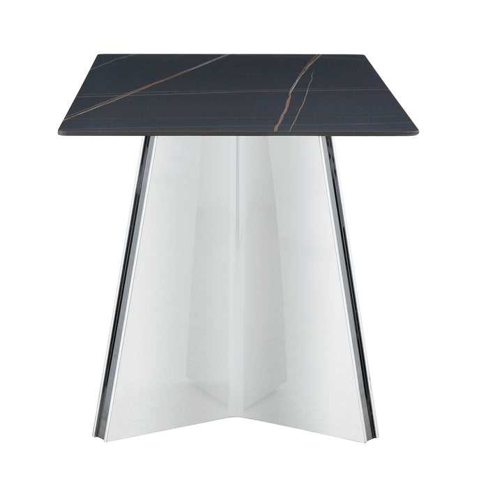 Modern Marble Patterned Dining Table With Stainless Steel Butterfly Legs