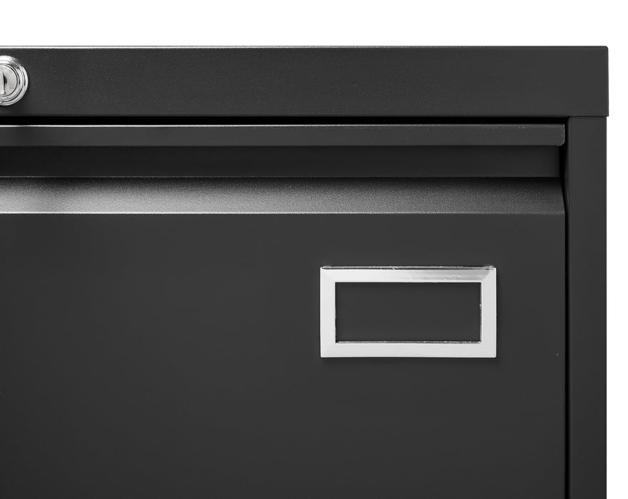 Metal Lateral File Cabinet With Lock, 2 Drawer File Cabinet, Black Filing Cabinet With Lock, Two Drawer File Cabinet For Home Office/Legal/Letter/A4, Lockable File Cabinets For Hanging File