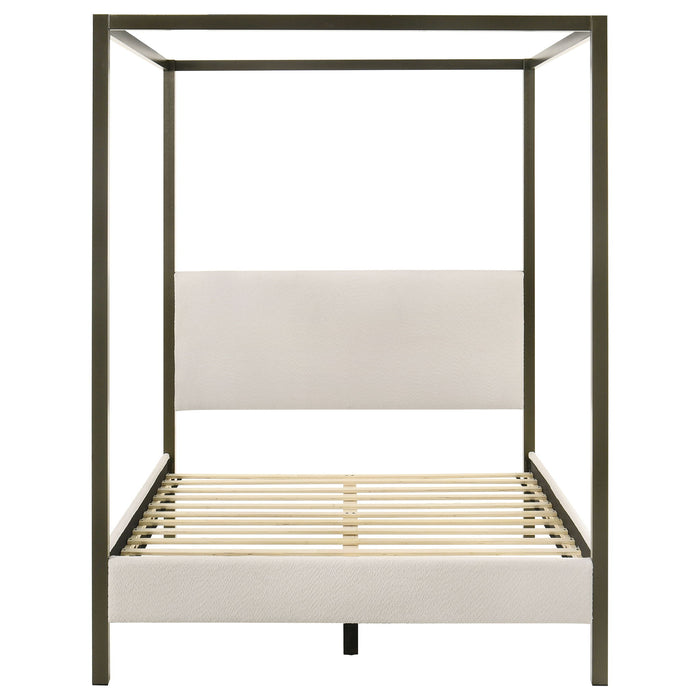 Monroe Upholstered Queen Canopy Bed Vanilla