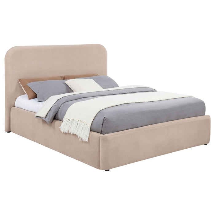 Anders Upholstered Queen Storage Lift Platform Bed Beige