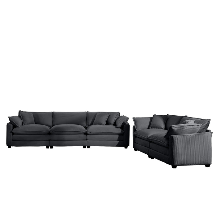 Elegant Corduroy Oversized Sectional Sofa Set With Deep Seats And Flexible Layout