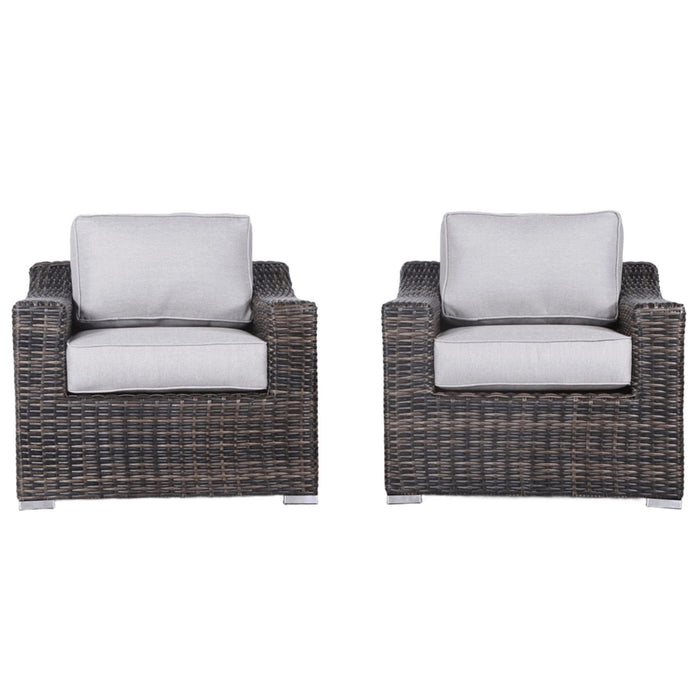 Modern Patio Chair With Cushions (Set of 2) - Brown