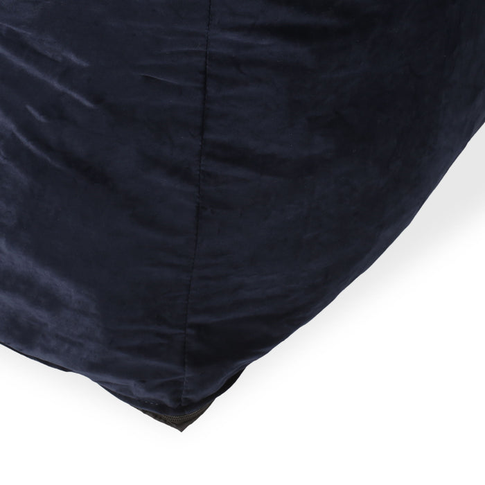 Allea - Velveteen Bean Bag Chair With Armrests - Midnight Blue