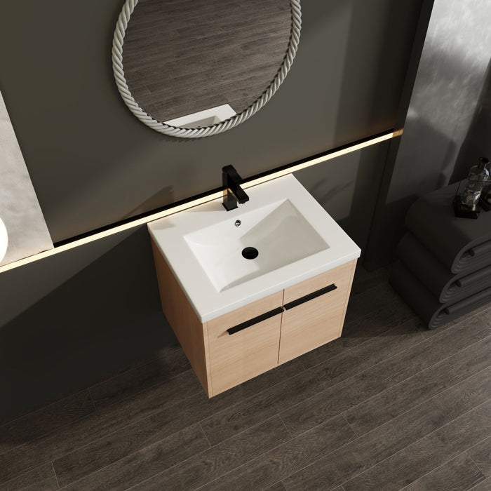 Bathroom Vanity Set With Resin Countertop Sink, 2 Doors