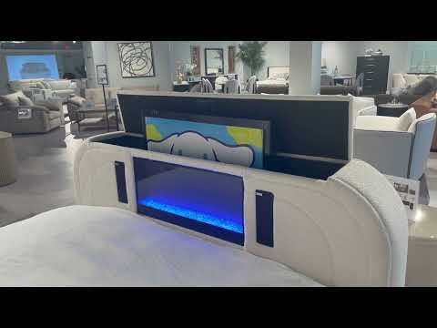 Shelyn - Bed With LED, TV Cabinet, Fireplace & Bluetooth