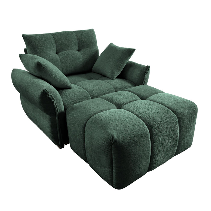 Ergonomic Single Seater Sofa With Ottoman, High Resilience Support Cushions
