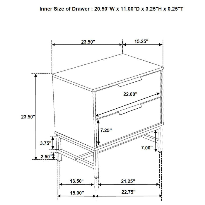 Yountville - 2 Drawer Nightstand - White