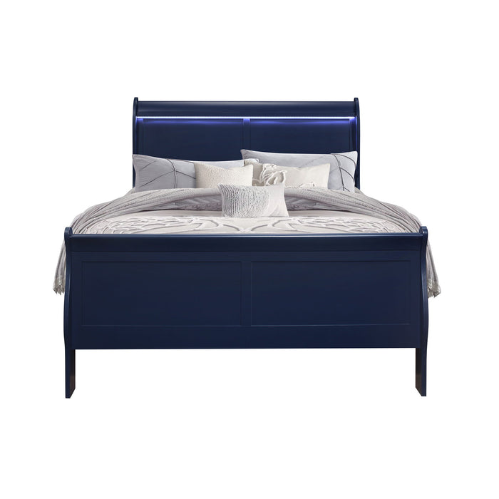 Charlston - Modern Sleigh Design Bed With LED