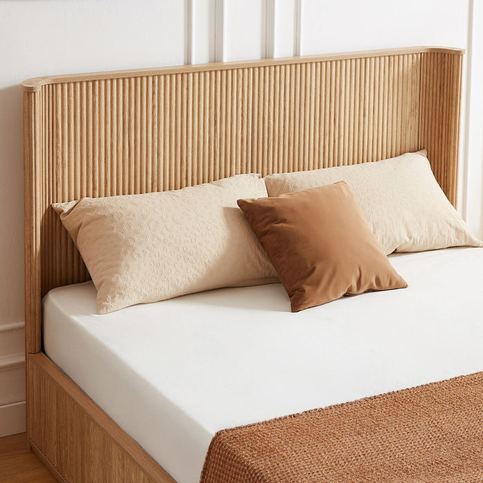 Wave Pattern Headboard Platform Bed Frame