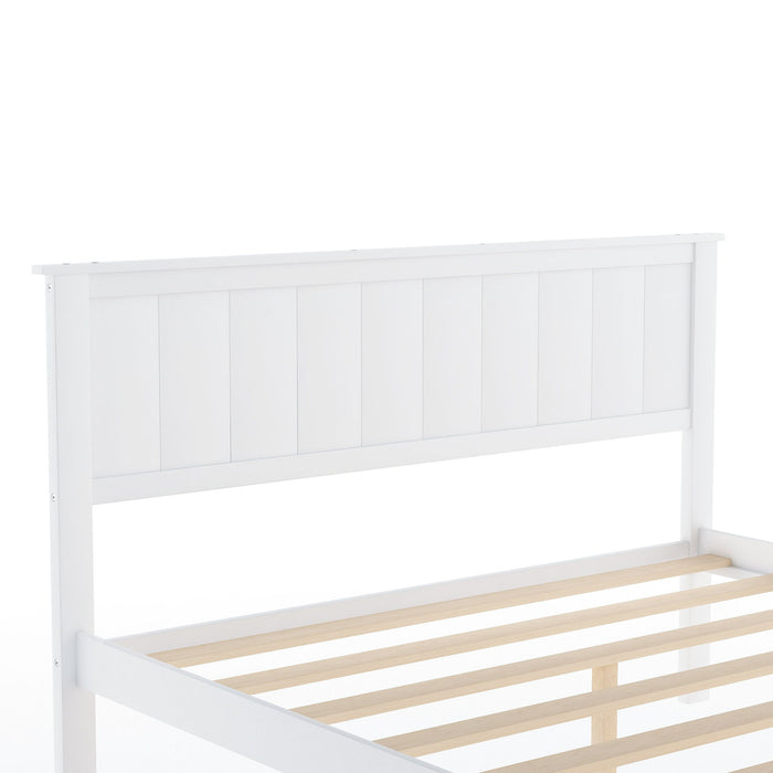 Full Size Platform Bed With Under Bed Drawers - White