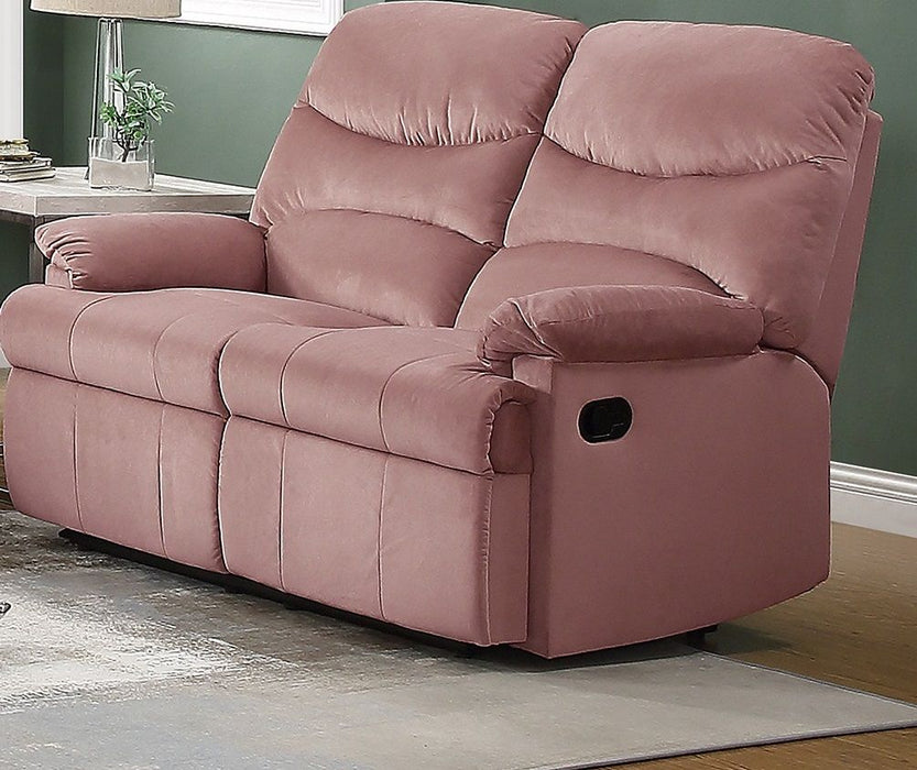 Luxurious Velvet Blush Pink Color 2 Seater Manual Recliner Loveseat Couch Manual Motion Plush Armrest Living Room Furniture Loveseat Couch