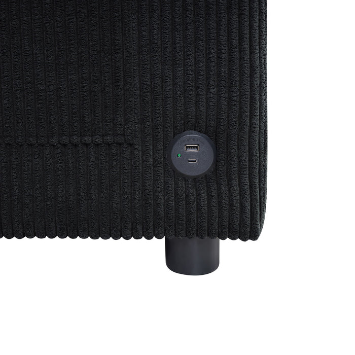 Sleeper Sofa With Foldable Mattress, USB Ports, Side Table & Storage Pocket