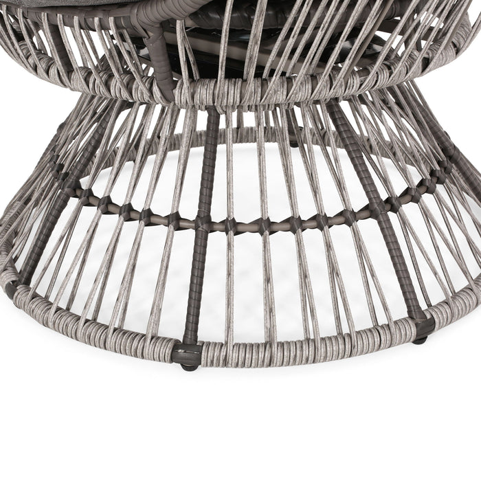Patio Swivel Basket Egg Chair With Cushion