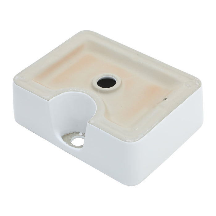 Rectangular Bathroom Sink With Towel Bar & Faucet Hole, Wall Mounted - White