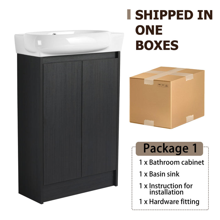 Freestanding Bathroom Vanity With Sink And Storage Rack, Soft Close Doors Base With Basin