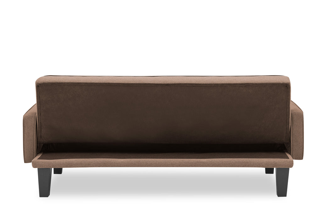 2059 Sofa Convertible Into Sofa Bed Includes Two Pillows 72" Brown Cotton Linen Sofa Bed Suitable For Family