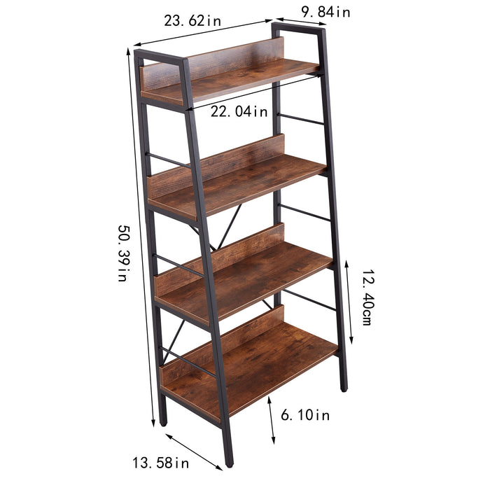 Dn 4 Layer Display Bookshelf H Ladder Shelf Storage Shelves Rack Shelf Unit Metal Frame, Tigger, 1 Pc Per Carton