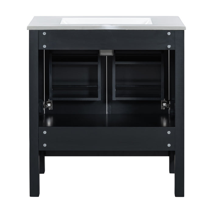 Bathroom Vanity With Single Sink, Combo Cabinet Undermount Sink, Bathroom Storage Cabinet With Two Doors And A Drawer, Soft Closing, Multifunctional Storage, Solid Wood Frame