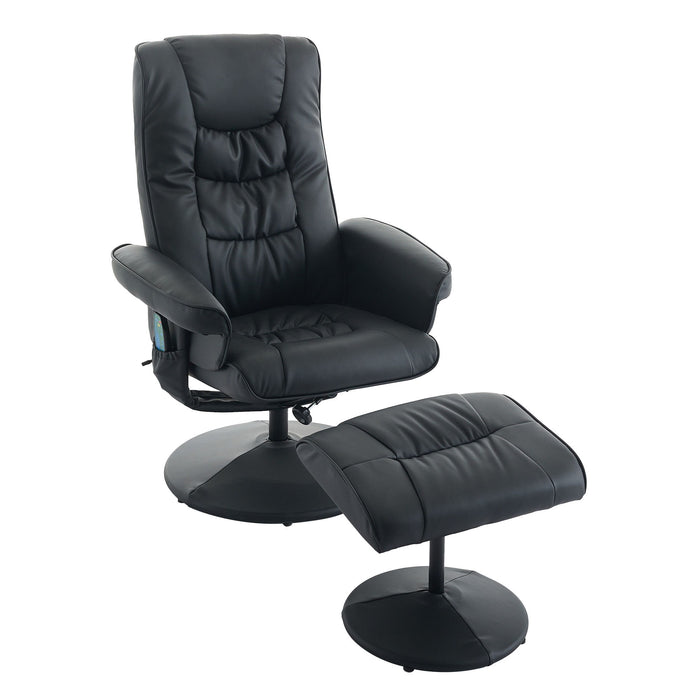 Recliner Chair With Ottoman, 360° Swivel Massage Lounge Chair With 5-Point Vibration & Heated Seat