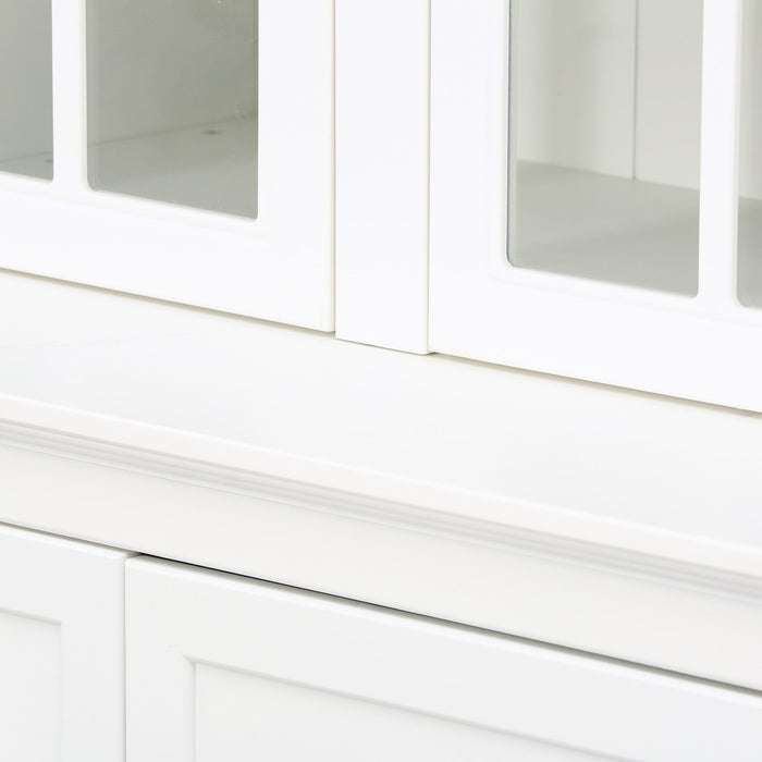 Retro Style Hutch Cabinet With Glass Door, China Cabinet For Home