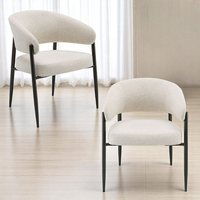 Jirina - Chenille Arm Chair With Metal Legs Set of 2) - Beige & Black
