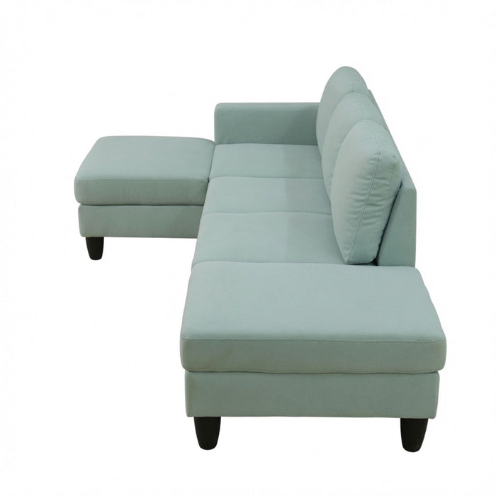L - Shaped Sectional Sofa With Left Chaise & Ottoman - Pale Green