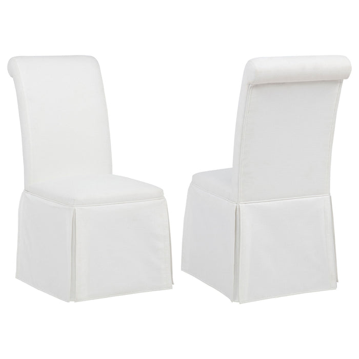 Shawna Upholstered Skirted Side Chair White (Set of 2)