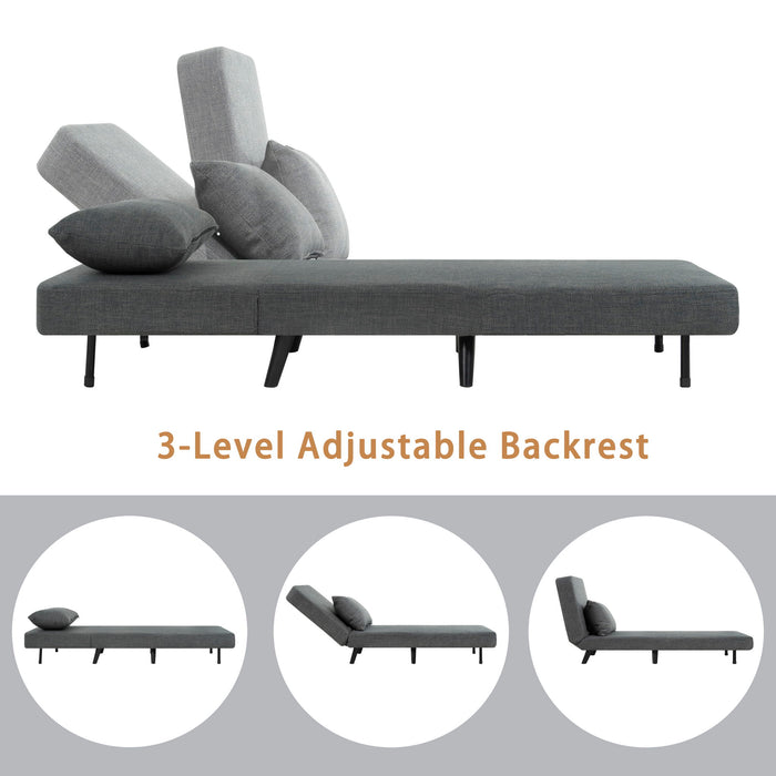 3 In 1 Foldable Linen Chaise Lounge With Adjustable Backrest