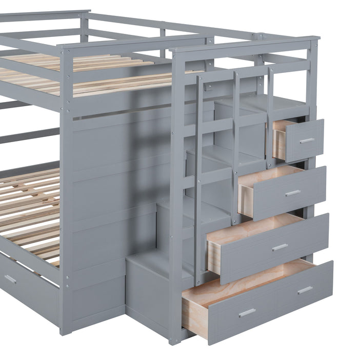 Bunk Bed With Twin Size Trundle And Staircase