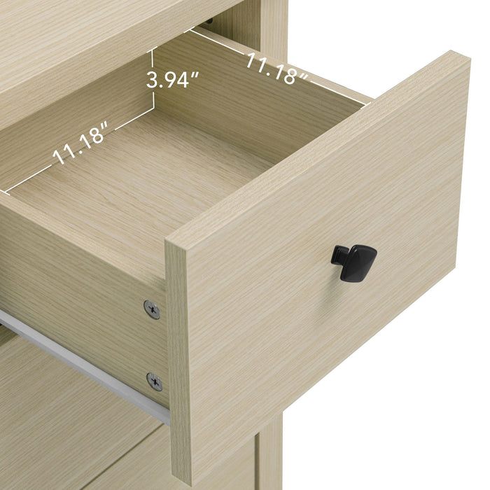 Modern 2 Door 3 Drawer Storage Cabinet, Buffet Cabinet With 2 Embossed Door For Living Room, Kitchen, Entryway - Natural