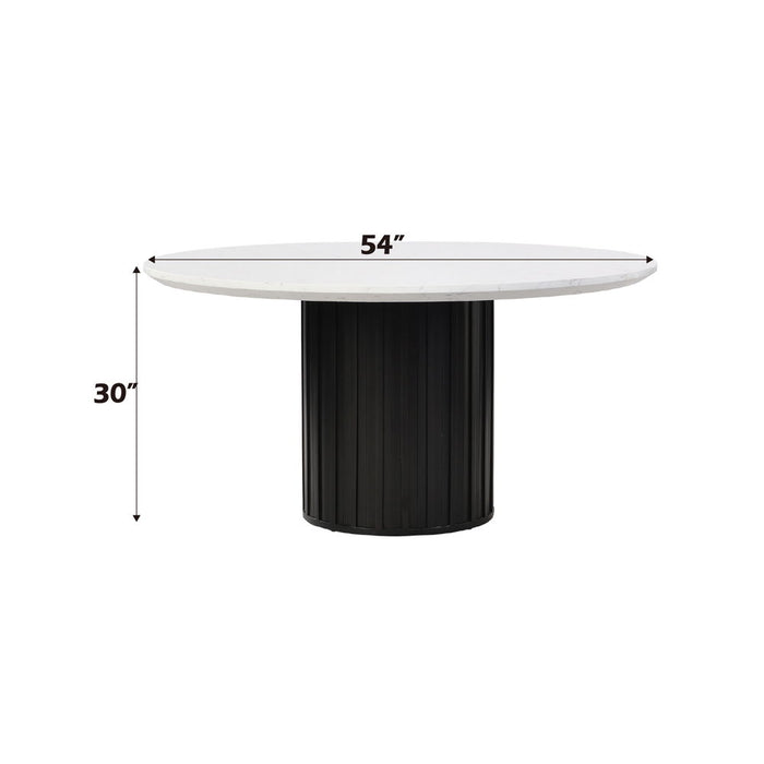 Jaramillo - Round Dining Table With Engineered Marble Top - Engineered Marble Top & Black