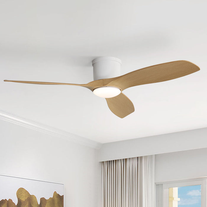 52" Smart Ceiling Fan With Light, 3 Blades DC Motor, Reversible Function - Matte White