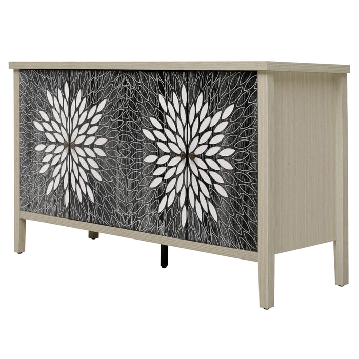 Modern Storage Cabinet With 4 Doors & Adjustable Shelves