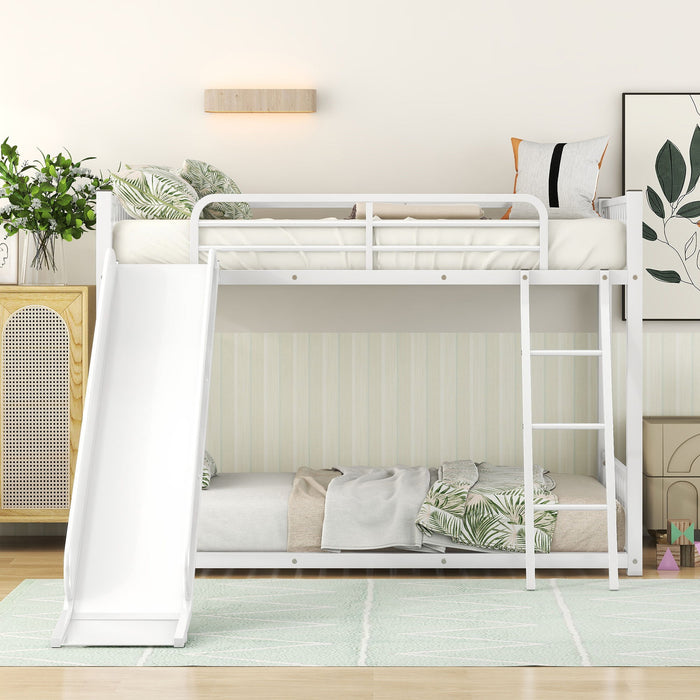Metal Bunk Bed With Slide, Durable Steel Frame