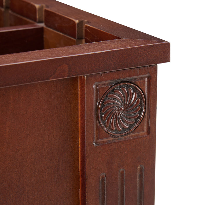 Traditional End Table With Charging Station, Narrow Side Table With USB Ports And Outlets - Red Walnut