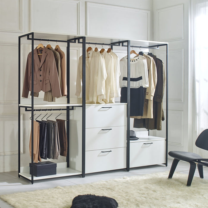 Fiona - Contemporary Wood And Metal Walk In Closet With Drawers
