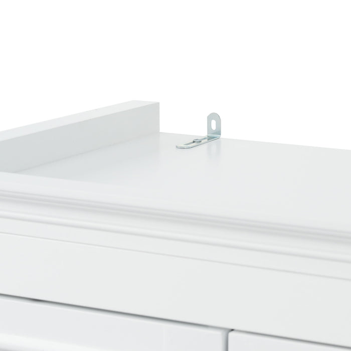 Freestanding Bathroom Vanity, Elegant Design With 4 Doors & 1 Drawer, Adjustable Shelves, Damping Hinges - White