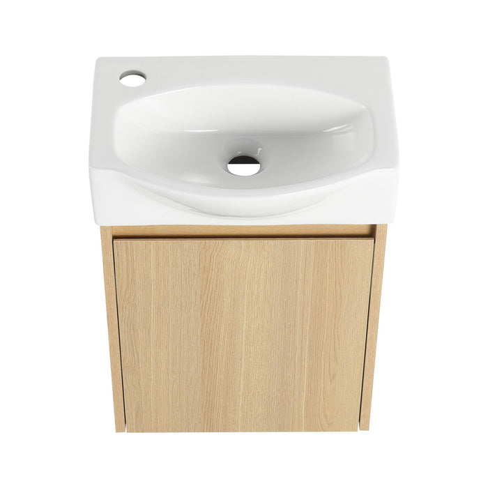 Modern Bathroom Vanity With Ceramic Basin, Wall Mounted Floating Sink Combo, Storage Cabinet