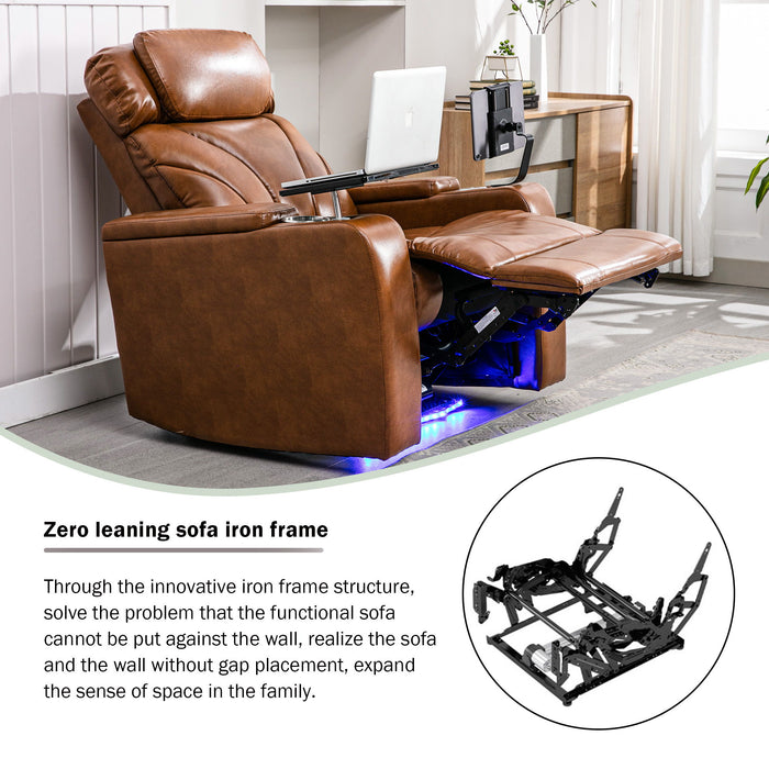 Power Motion Recliner Electric Power Recliner With USB Charging Port, Hidden Arm Storage, Convenient Cup Holder And Bluetooth Speaker