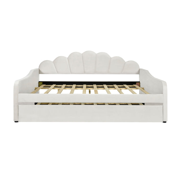 Upholstery Daybed Frame With Shell Shaped Backrest