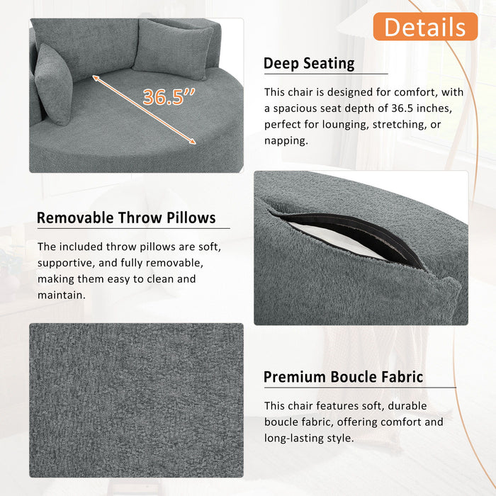 360° Swivel Accent Barrel Chair With 3 Removable Pillows For Living Room