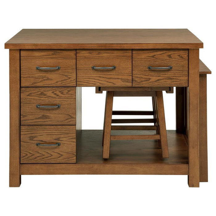 Mayfair - 3 Piece Kitchen Island With Extension Table - Dark Oak