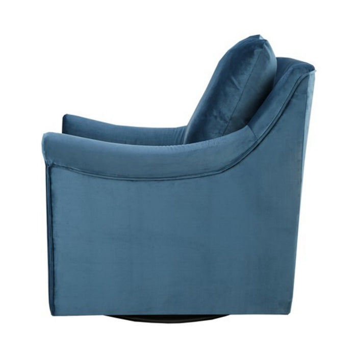 Swivel Chair With Curved Arms And Straight Back - Blue
