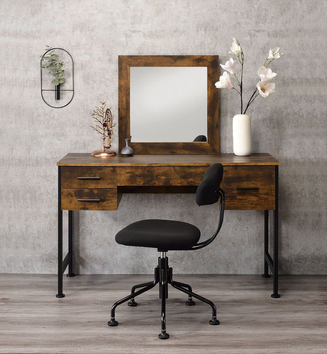 Juvanth - Vanity Desk & Mirror - Rustic Oak & Black