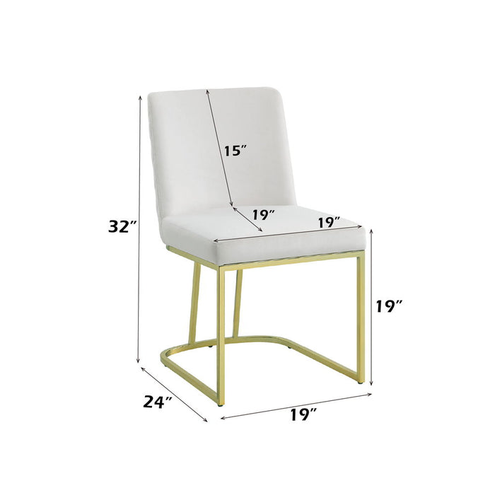 Zazie - Side Chair Set of 2) - White Velvet & Gold